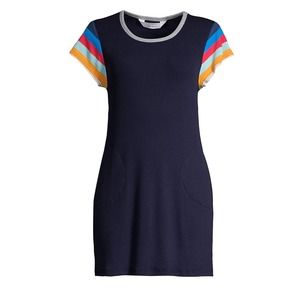 Splendid X Gray Malin‎ Lifegaurd Ribbed T-Shirt Dress w Pockets sz XS